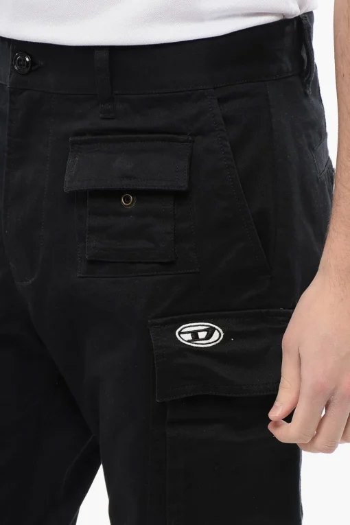 New Pantaloni Cargo P-COR-CL in Tinta Unita con Logo Oval-D Uomo Pantaloni