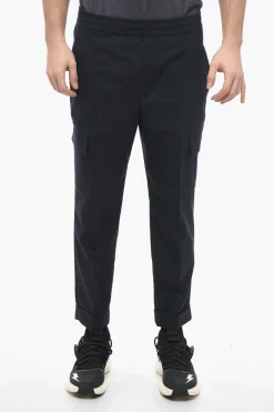 Outlet Pantaloni Cargo REM in Misto Lana Vergine a Vita Bassa Uomo Pantaloni
