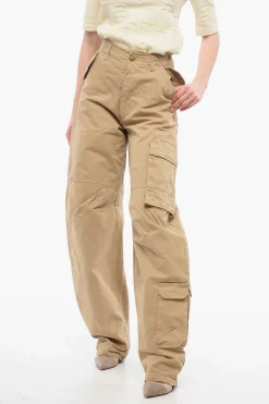 Online Pantaloni Cargo ROSALIND In Cotone Ad Orlo Sfrangiato con Bottoni Logati Donna Pantaloni