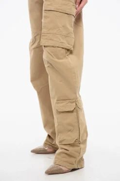 Online Pantaloni Cargo ROSALIND In Cotone Ad Orlo Sfrangiato con Bottoni Logati Donna Pantaloni