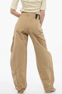 Online Pantaloni Cargo ROSALIND In Cotone Ad Orlo Sfrangiato con Bottoni Logati Donna Pantaloni