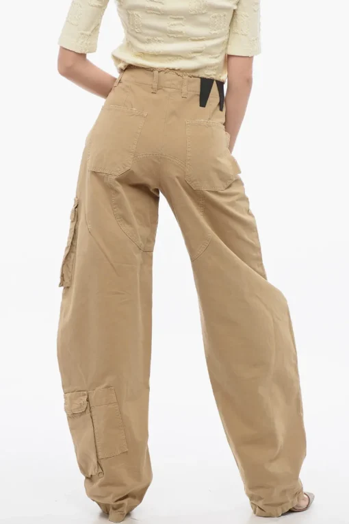 Online Pantaloni Cargo ROSALIND In Cotone Ad Orlo Sfrangiato con Bottoni Logati Donna Pantaloni