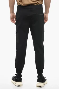 Sale Pantaloni Cargo Skinny Fit a Vita Bassa con Elastico in Vita Uomo Pantaloni
