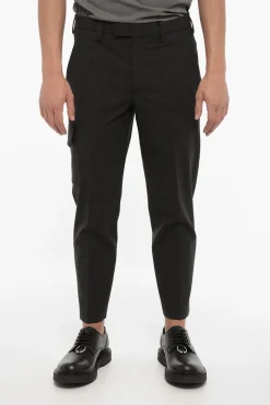 Clearance Pantaloni Cargo Skinny Fit in Misto Lana Vergine Uomo Pantaloni