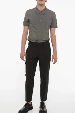 Clearance Pantaloni Cargo Skinny Fit in Misto Lana Vergine Uomo Pantaloni