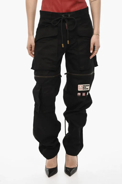 Pantaloni Casual In Cotone con Dettagli Zip>Dsquared2 Outlet