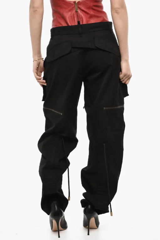 Pantaloni Casual In Cotone con Dettagli Zip>Dsquared2 Outlet