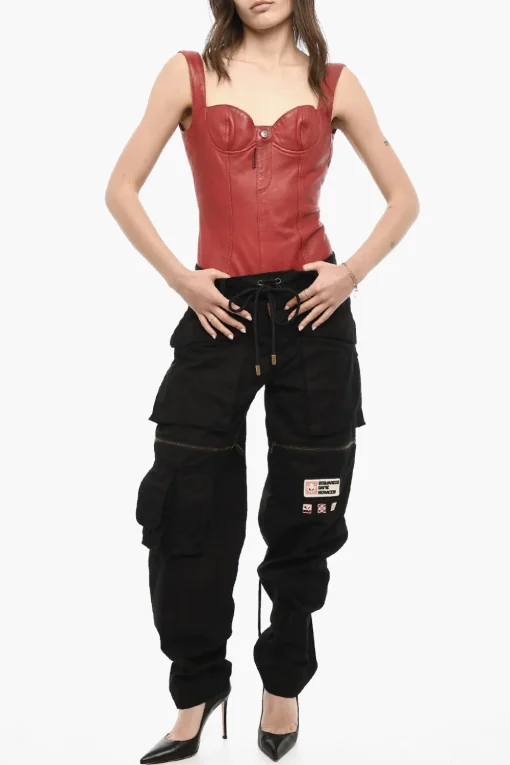 Pantaloni Casual In Cotone con Dettagli Zip>Dsquared2 Outlet