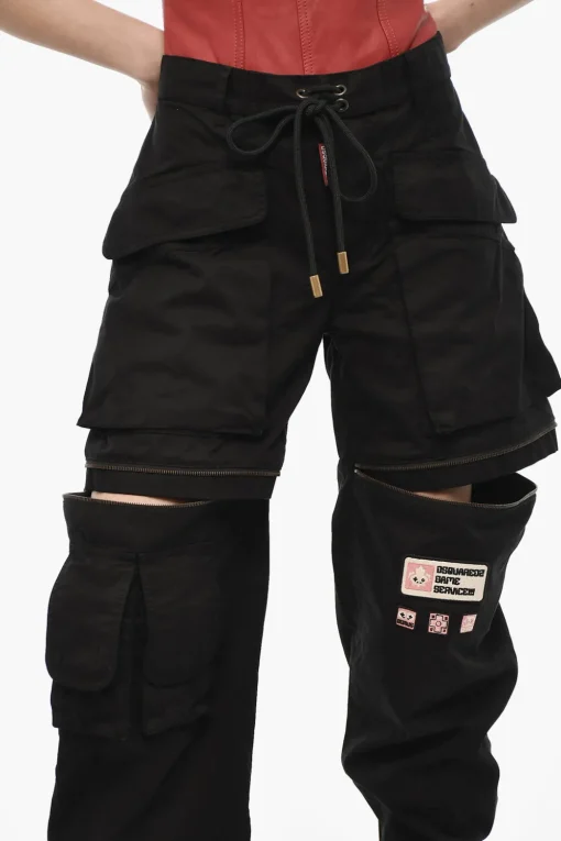 Pantaloni Casual In Cotone con Dettagli Zip>Dsquared2 Outlet