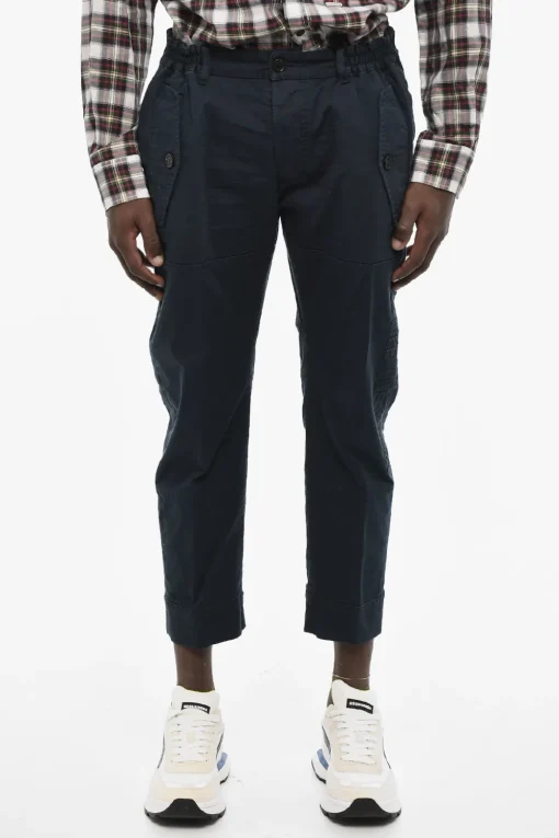 New Pantaloni Casual In Cotone Stretch Con Ricamo Uomo Pantaloni