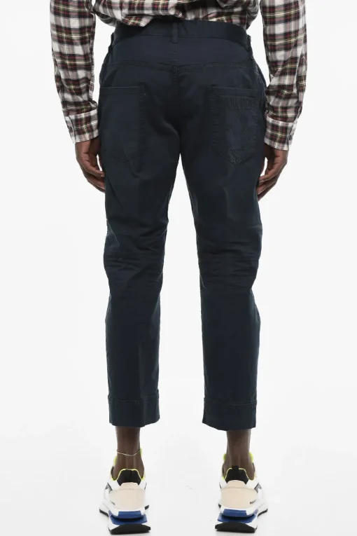 New Pantaloni Casual In Cotone Stretch Con Ricamo Uomo Pantaloni