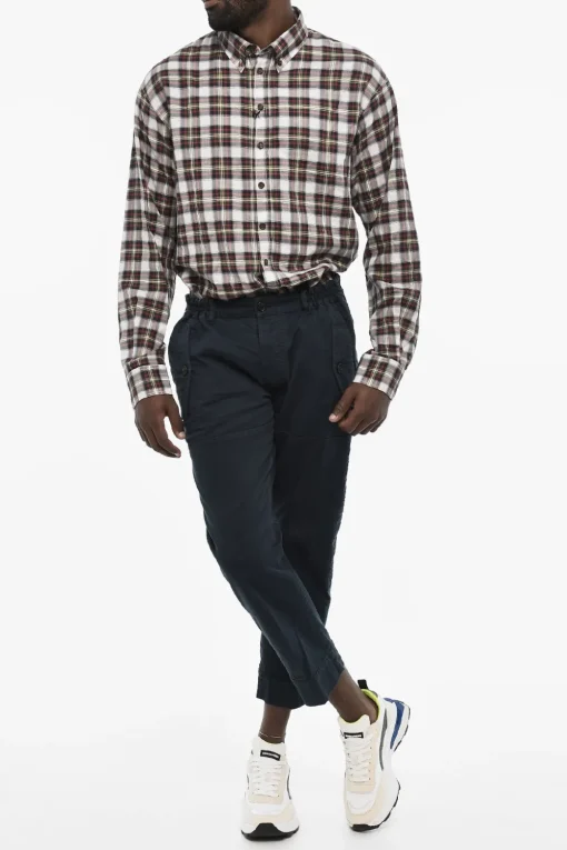 New Pantaloni Casual In Cotone Stretch Con Ricamo Uomo Pantaloni