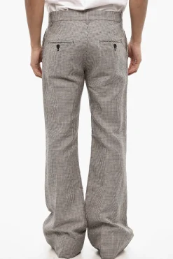 Pantaloni Casual in Lino e Cotone Pied de Poule>Dsquared2 Hot