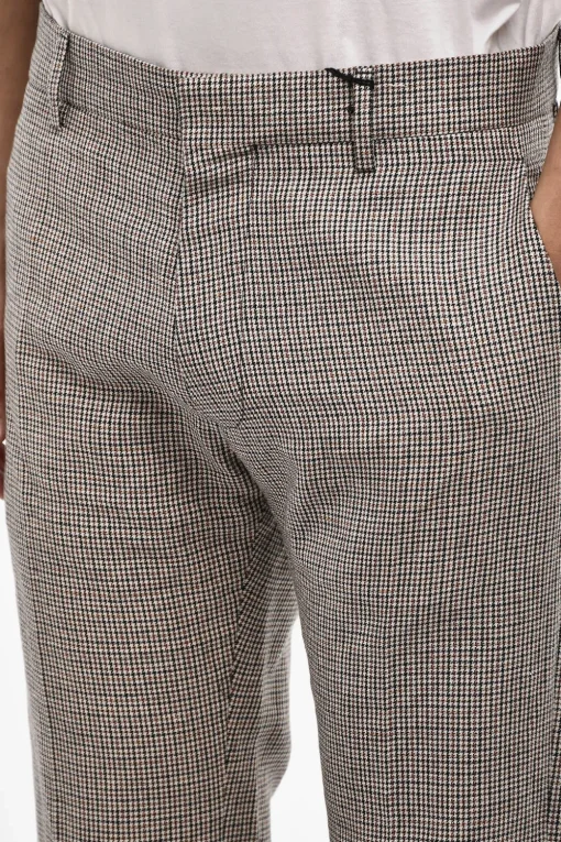 Pantaloni Casual in Lino e Cotone Pied de Poule>Dsquared2 Hot