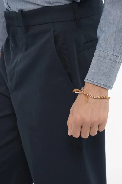 Clearance Pantaloni Casual in Twill a 4 Tasche con Passanti Uomo Pantaloni