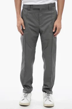 Clearance Pantaloni Chino a Vita Bassa CLEAN in Misto Cotone Uomo Pantaloni