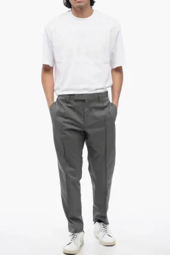 Clearance Pantaloni Chino a Vita Bassa CLEAN in Misto Cotone Uomo Pantaloni