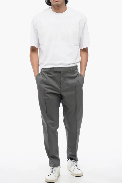 Clearance Pantaloni Chino a Vita Bassa CLEAN in Misto Cotone Uomo Pantaloni