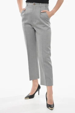 Online Pantaloni Chino ad 1 Pince in Lana Donna Pantaloni