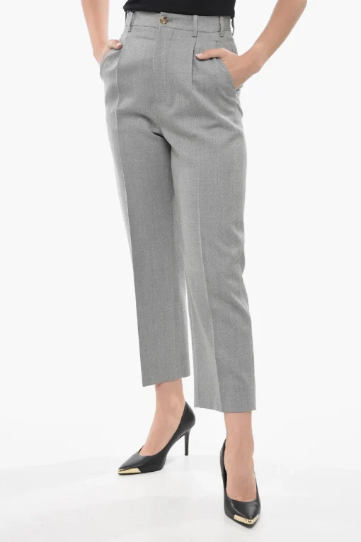 Online Pantaloni Chino ad 1 Pince in Lana Donna Pantaloni