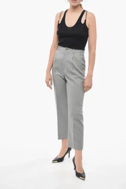Online Pantaloni Chino ad 1 Pince in Lana Donna Pantaloni