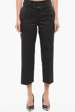 Fashion Pantaloni Chino Cropped Fit con Passanti Donna Pantaloni