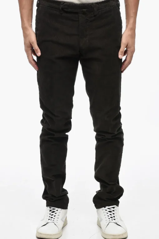 Clearance Pantaloni Chino EVOLUTO Slim Fit in Velour a Coste Uomo Pantaloni