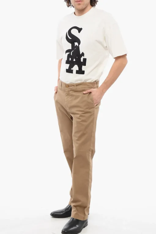 Sale Pantaloni Chino FIT in Cotone Stretch a Gamba Dritta Uomo Pantaloni
