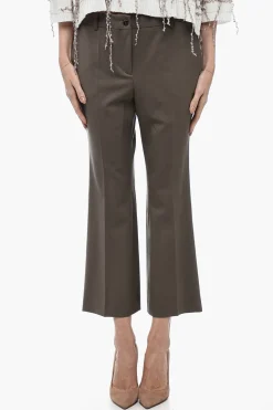 Pantaloni Chino Flared Fit in Lana Vergine Stretch>Alberto Biani Hot