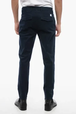Hot Pantaloni Chino in Cotone Stretch Con Tasche ad Aletta Uomo Pantaloni