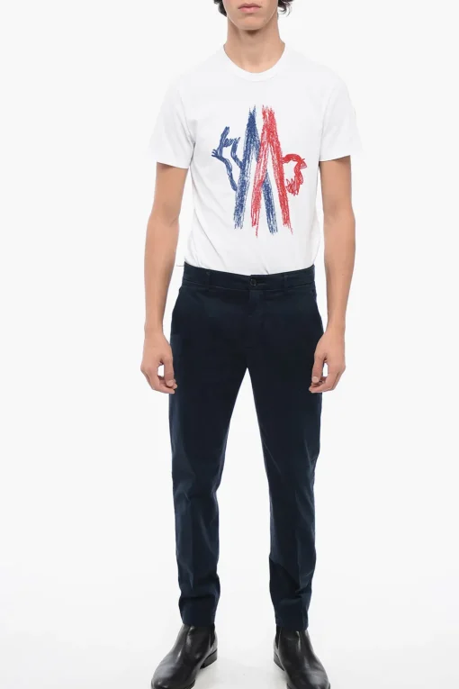 Hot Pantaloni Chino in Cotone Stretch Con Tasche ad Aletta Uomo Pantaloni