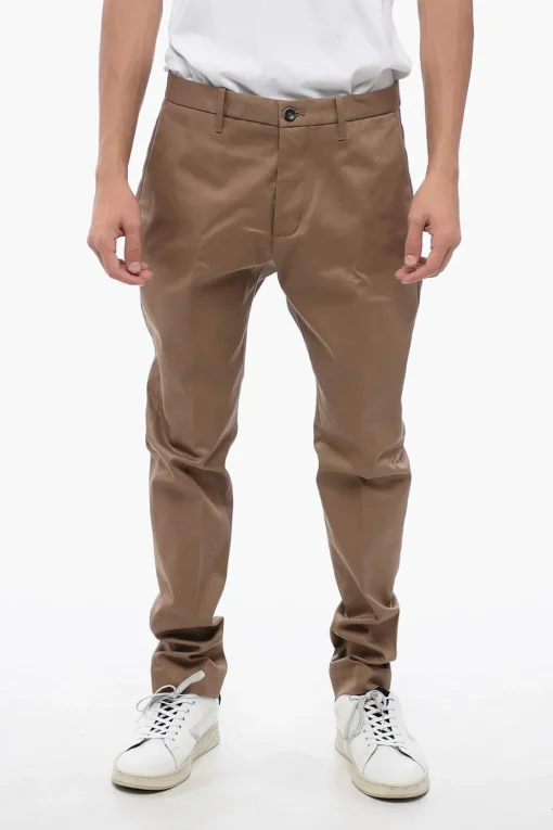 Pantaloni Chino in Cotone Stretch Con Tasche ad Aletta>Nine In The Morning Discount