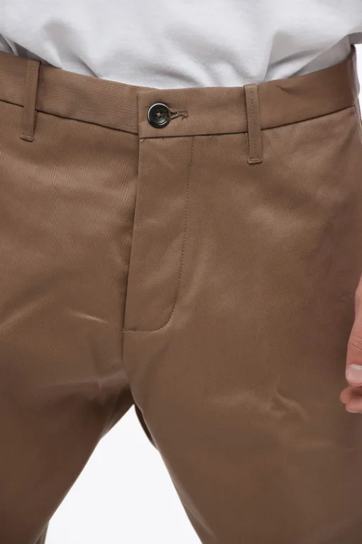 Pantaloni Chino in Cotone Stretch Con Tasche ad Aletta>Nine In The Morning Discount