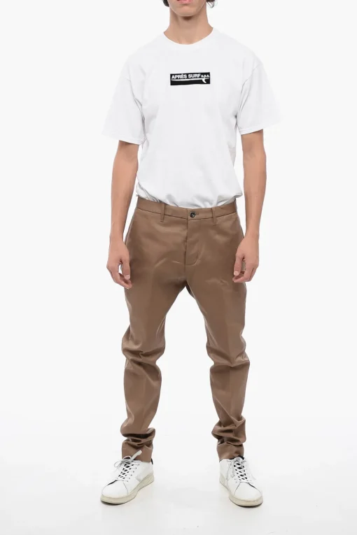 Pantaloni Chino in Cotone Stretch Con Tasche ad Aletta>Nine In The Morning Discount