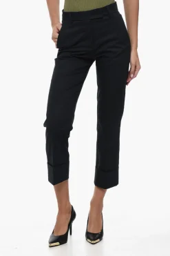 Discount Pantaloni Chino in Cotone Stretch MAURA con Risvolto Donna Pantaloni