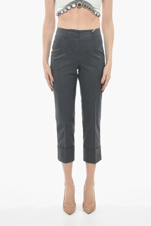 Pantaloni Chino in Cotone Stretch con Risvolto>Peserico Discount