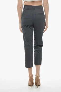 Pantaloni Chino in Cotone Stretch con Risvolto>Peserico Discount