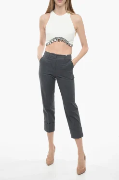Pantaloni Chino in Cotone Stretch con Risvolto></noscript>Peserico Discount