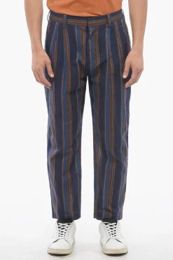 Outlet Pantaloni Chino in Cotone Motivo Bayadere Uomo Pantaloni