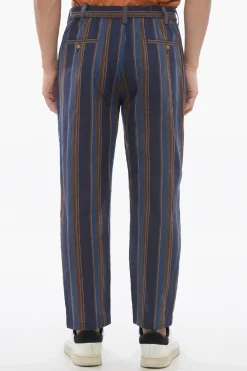 Outlet Pantaloni Chino in Cotone Motivo Bayadere Uomo Pantaloni