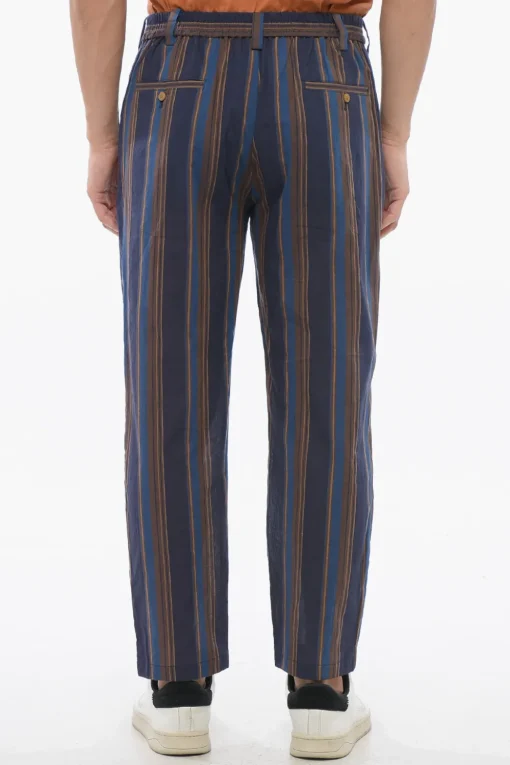 Outlet Pantaloni Chino in Cotone Motivo Bayadere Uomo Pantaloni