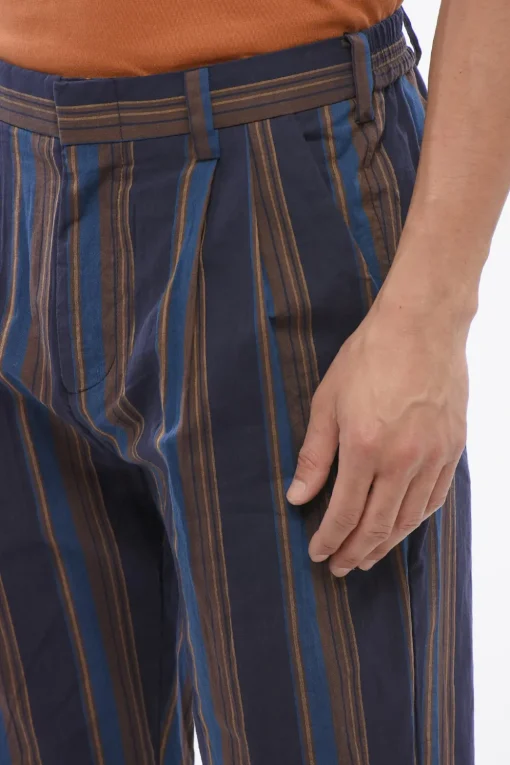 Outlet Pantaloni Chino in Cotone Motivo Bayadere Uomo Pantaloni