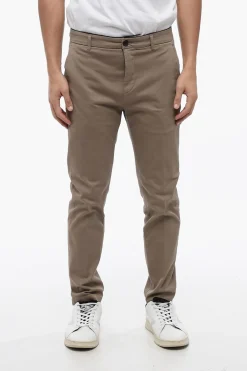 Sale Pantaloni Chino in Cotone Stretch a Tinta Unita Uomo Pantaloni