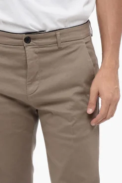 Sale Pantaloni Chino in Cotone Stretch a Tinta Unita Uomo Pantaloni