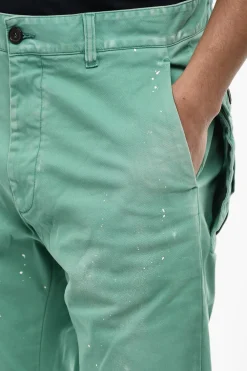 Hot Pantaloni Chino in Effetto Vintage Con Tasche a Toppa Uomo Pantaloni