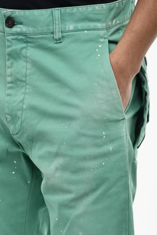 Hot Pantaloni Chino in Effetto Vintage Con Tasche a Toppa Uomo Pantaloni