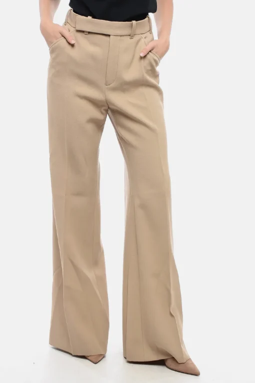 Pantaloni Chino in Lana Vergine con Fondo Svasato>Chloe Online