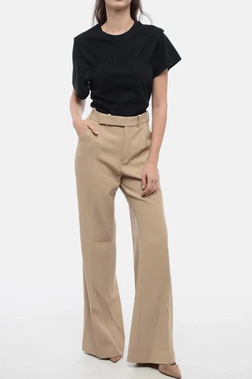 Pantaloni Chino in Lana Vergine con Fondo Svasato>Chloe Online