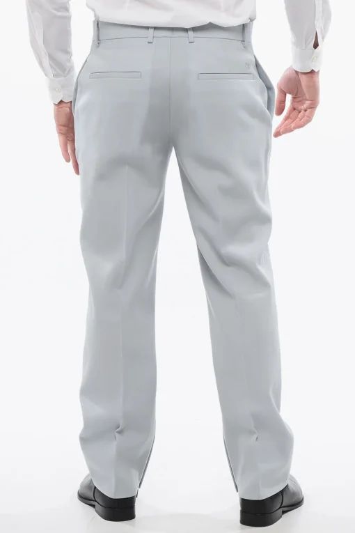 New Pantaloni Chino in Lana Vergine con Zip alla Caviglia Uomo Pantaloni