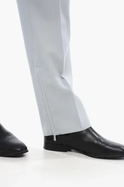New Pantaloni Chino in Lana Vergine con Zip alla Caviglia Uomo Pantaloni